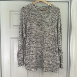 Aerie Gray and White Marled Long-Sleeved Top